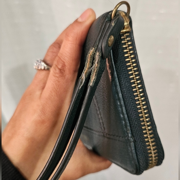 Vintage Fossil Teal Leather Wristlet Wallet - Picture 6 of 10